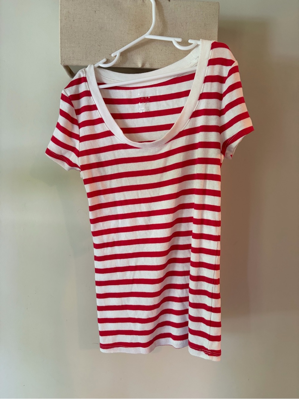 a new day Red and White Striped Ribbed Scoop Neck Tee